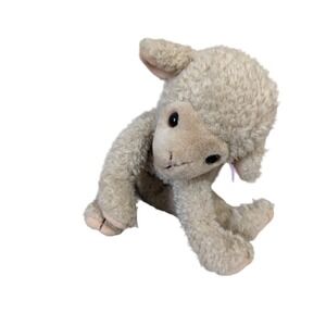 Ty Beanie Buddies Fleece the Lamb Plush‎ 1997 Cream Sheep Purple Ribbon 8 inch